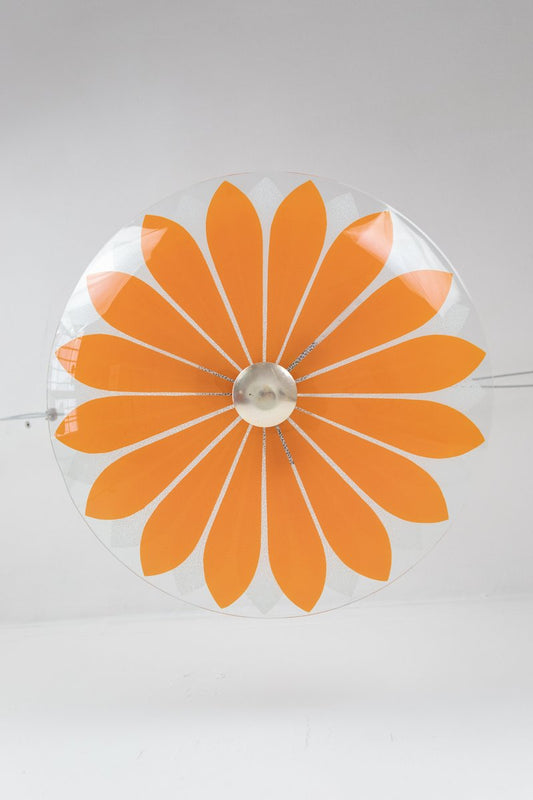 Flower Patterned Glass Pendant, 1970s