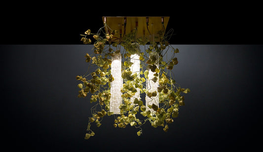 Flower Power Ceiling Lamp with Murano Glass and Physalis Flowers from VGnewtrend