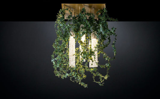 Flower Power Ceiling Lamp with Murano Glass & Artificial Ivy Garland from VGnewtrend