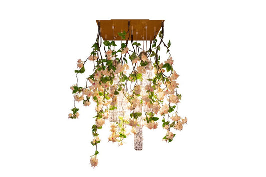 Flower Power Fuchsia Cascade Square Chandelier in Pink-Cream Color from VGnewtrend, Italy