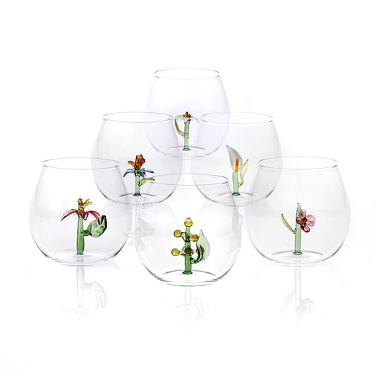 Flower Power Glasses from Casarialto, Set of 6