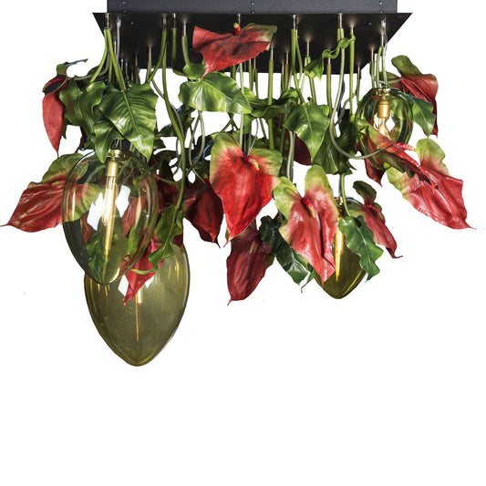 Flower Power Red Anthurium & Egg Lamps Chandelier from VGnewtrend, Italy