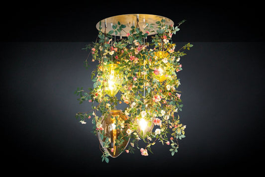 Flower Power Romantic Roses Round Chandelier with Crystal Egg Lamps from VGnewtrend, Italy