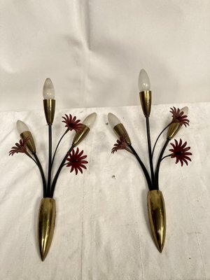 Flower Sconces, 1950s, Set of 2-VRR-1786764