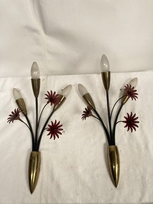 Flower Sconces, 1950s, Set of 2-VRR-1786764