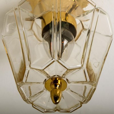 Flower Shaped Flush Mount in Clear Glass and Brass from Limburg, 1970-VDW-1345458