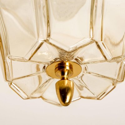 Flower Shaped Flush Mount in Clear Glass and Brass from Limburg, 1970-VDW-1345458