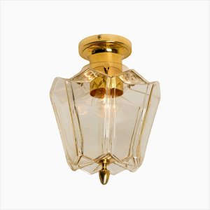 Flower Shaped Flush Mount in Clear Glass and Brass from Limburg, 1970-VDW-1345458