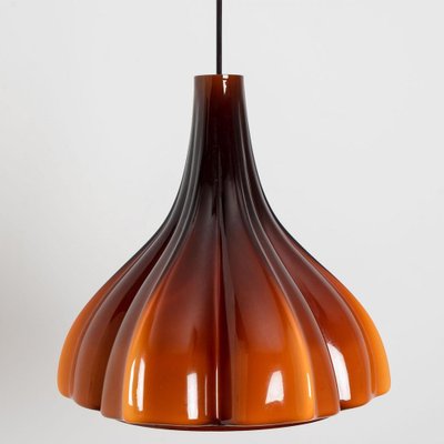 Flower-Shaped Opaque Brown Glass Pendant Lamp from Peill & Putzler, Europe, 1970-VDW-1342575