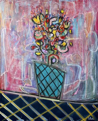 Flower Vase Federico Pinto Schmid, Italy, 2021 Acrylic, Oil On Canvas, 39x31in-GHV-1784926