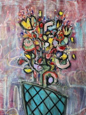 Flower Vase Federico Pinto Schmid, Italy, 2021 Acrylic, Oil On Canvas, 39x31in-GHV-1784926