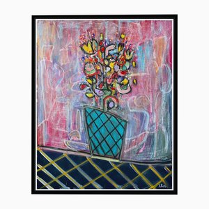 Flower Vase Federico Pinto Schmid, Italy, 2021 Acrylic, Oil On Canvas, 39x31in-GHV-1784926