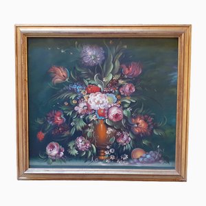 Flowers, 1800s, Oil Painting, Framed-AKA-1811687