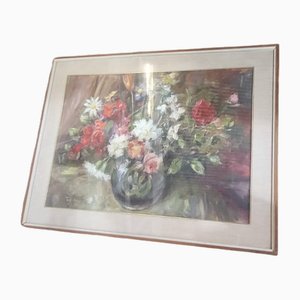 Flowers, 1960s, Oil & Acrylic, Framed-TCS-2017132