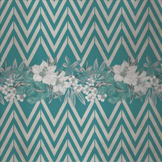 Flowers and Chevron Pattern 4 Fabric Wall Covering by Chiara Mennini for Midsummer-Milano