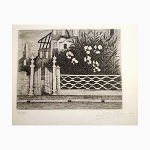 Flowers and Riuns - Original Etching by Giuseppe Viviani 1957-ZCI-761610