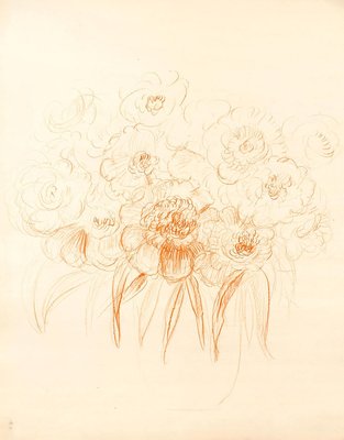 Flowers - Original Pastel Drawing by G. Bourgogne - mid 20th Century mid 20th Century-ZCI-757644