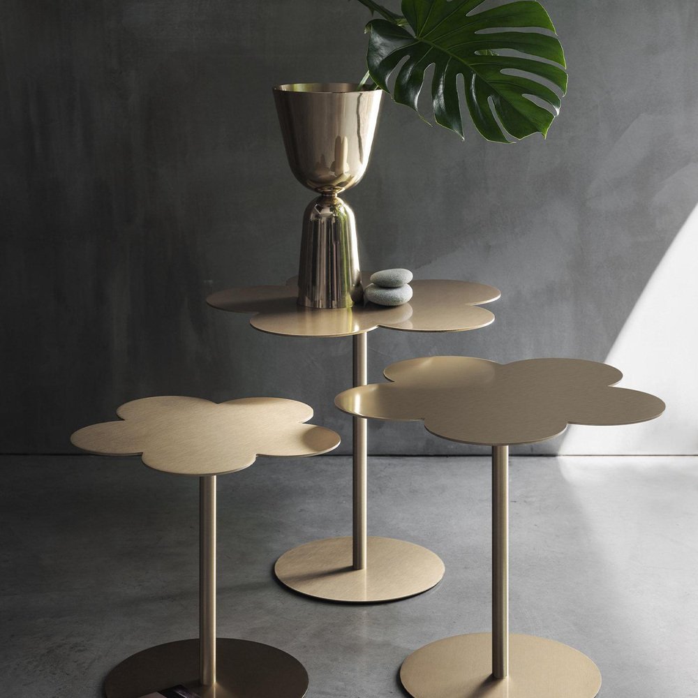 Flowers Satin Brass Medium Side Table by Stefano Giovannoni