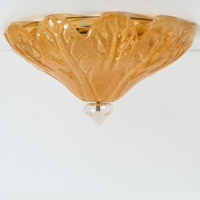 Flush Mount Gold Murano Glass from Vistosi, Italy, 1970s-VDW-1436924