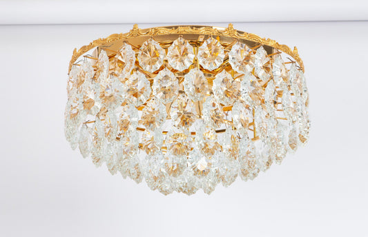 Flush Mount in Brass and Crystal Glass from Bakalowits & Söhne, Austria, 1960s