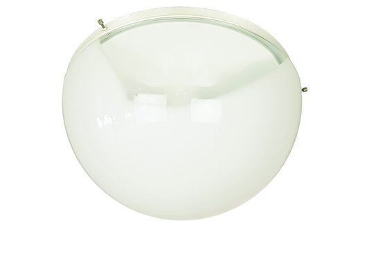 Flush Mount in White and Clear Murano Glass and Metal by Carlo Nason for Mazzega, 1960s-RD-1775354