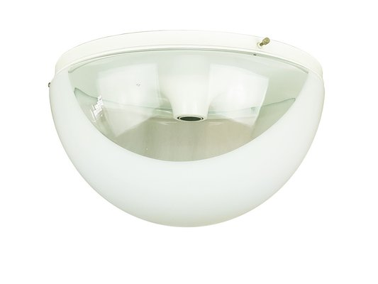 Flush Mount in White and Clear Murano Glass and Metal by Carlo Nason for Mazzega, 1960s-RD-1775354