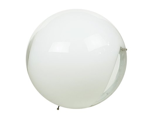 Flush Mount in White and Clear Murano Glass and Metal by Carlo Nason for Mazzega, 1960s-RD-1775354