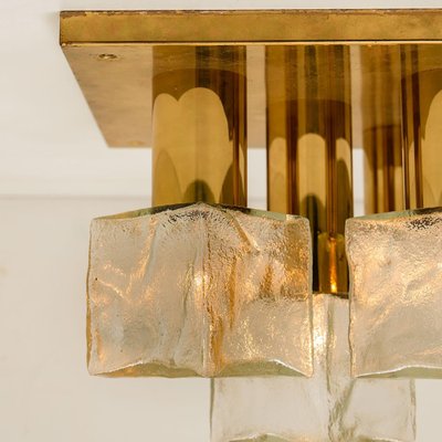 Flush Mount Light or Sconce in Brass and Ice Glass from Kalmar, 1970s-VDW-952913