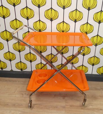 Foldable Bar Cart in Orange Plastic, 1970s-AFE-1794604