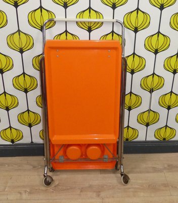 Foldable Bar Cart in Orange Plastic, 1970s-AFE-1794604