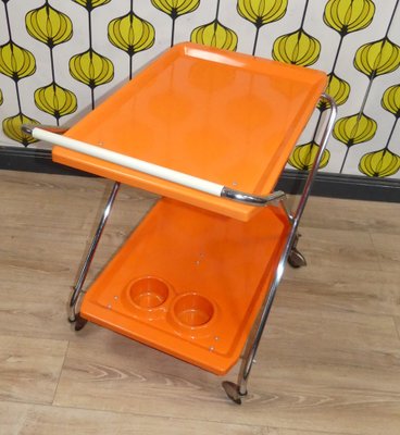 Foldable Bar Cart in Orange Plastic, 1970s-AFE-1794604