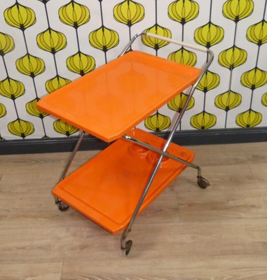 Foldable Bar Cart in Orange Plastic, 1970s-AFE-1794604