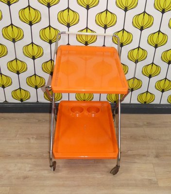 Foldable Bar Cart in Orange Plastic, 1970s-AFE-1794604