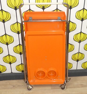 Foldable Bar Cart in Orange Plastic, 1970s-AFE-1794604