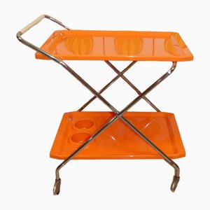 Foldable Bar Cart in Orange Plastic, 1970s-AFE-1794604