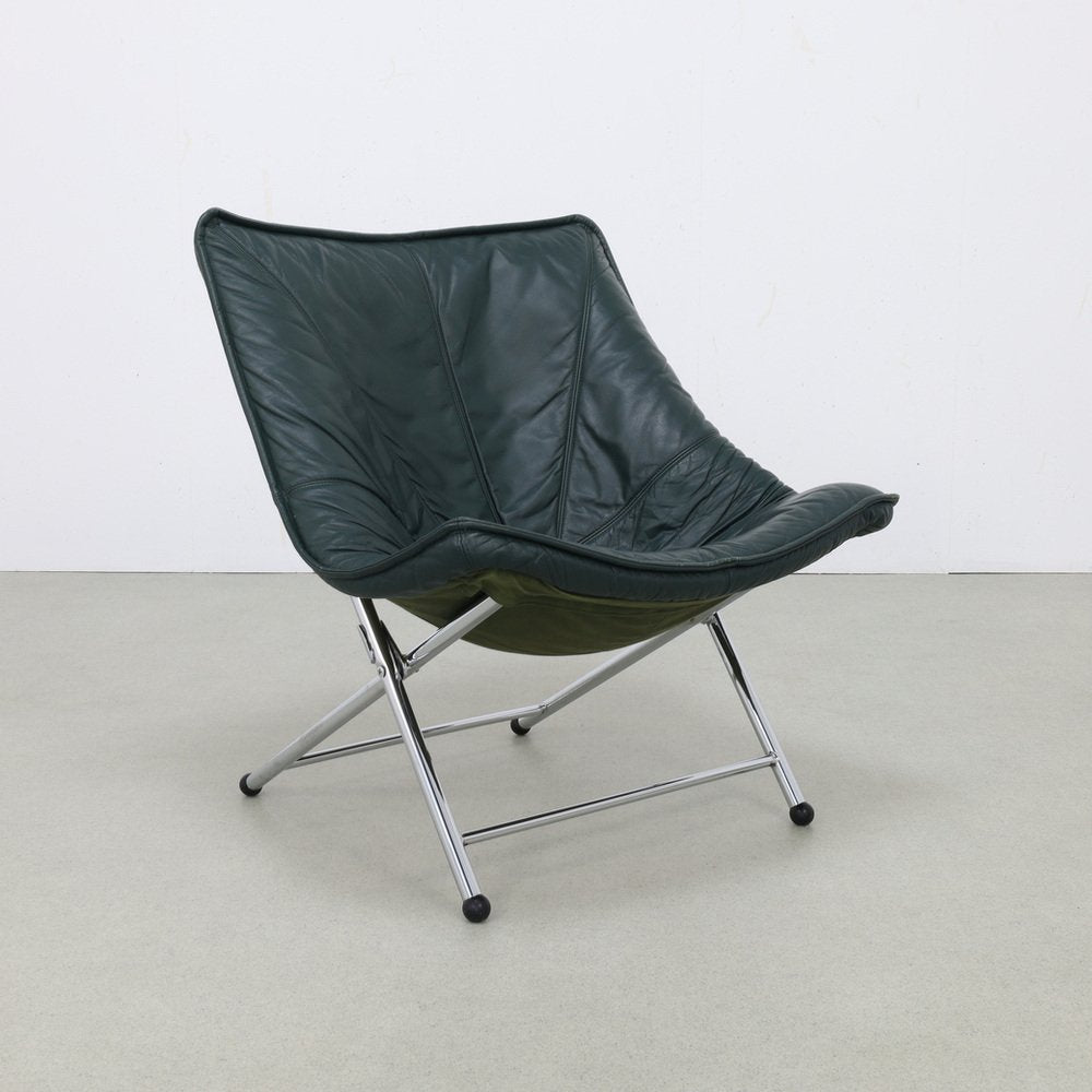 Foldable Lounge Chair in Leather by Teun van Zanten for Molinari, 1970s