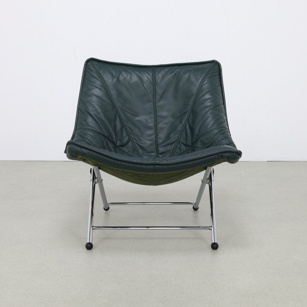 Foldable Lounge Chair in Leather by Teun van Zanten for Molinari, 1970s