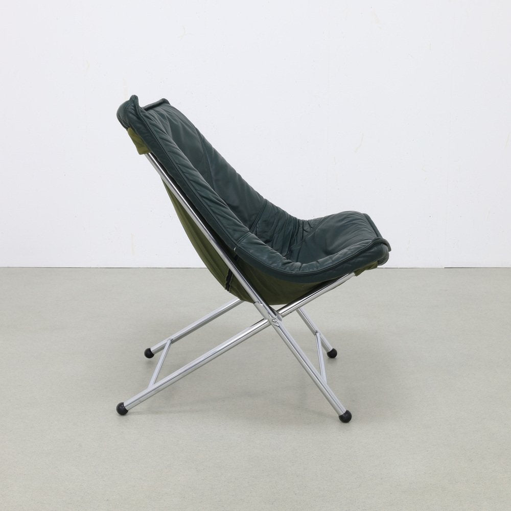 Foldable Lounge Chair in Leather by Teun van Zanten for Molinari, 1970s