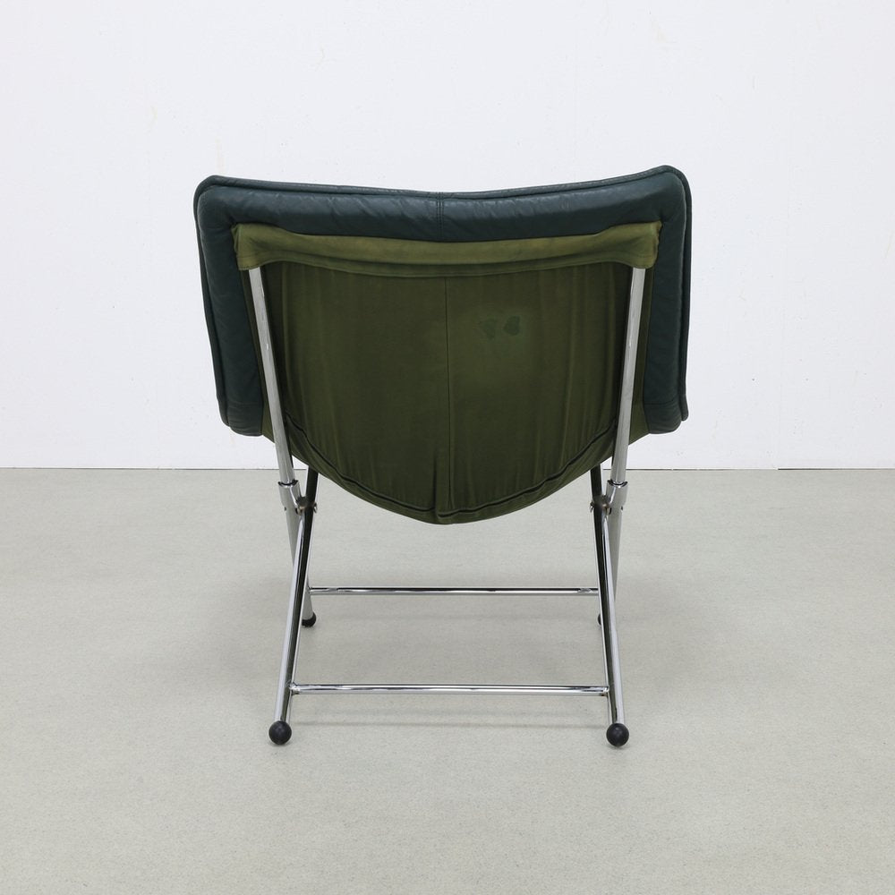 Foldable Lounge Chair in Leather by Teun van Zanten for Molinari, 1970s