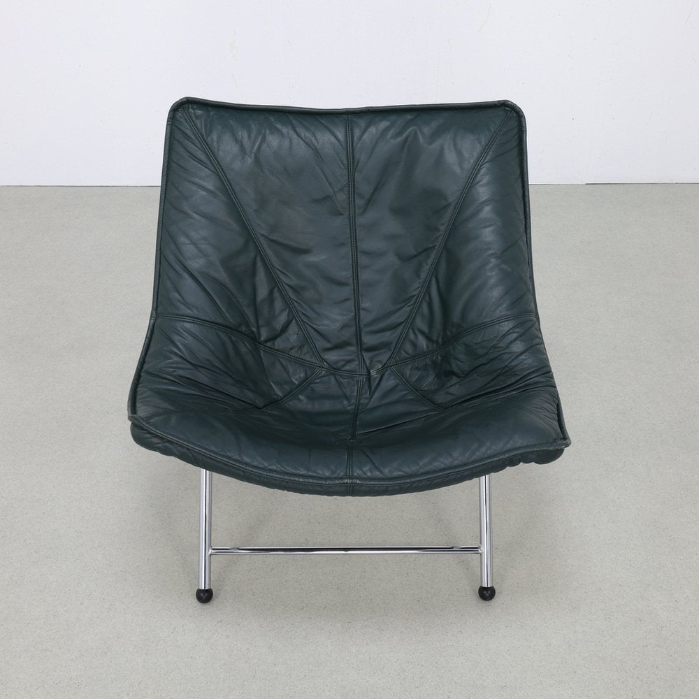 Foldable Lounge Chair in Leather by Teun van Zanten for Molinari, 1970s