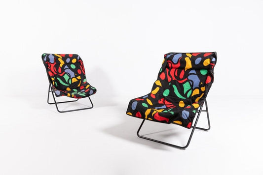 Foldable Pop Art Lounge Chairs, 1990s, Set of 2