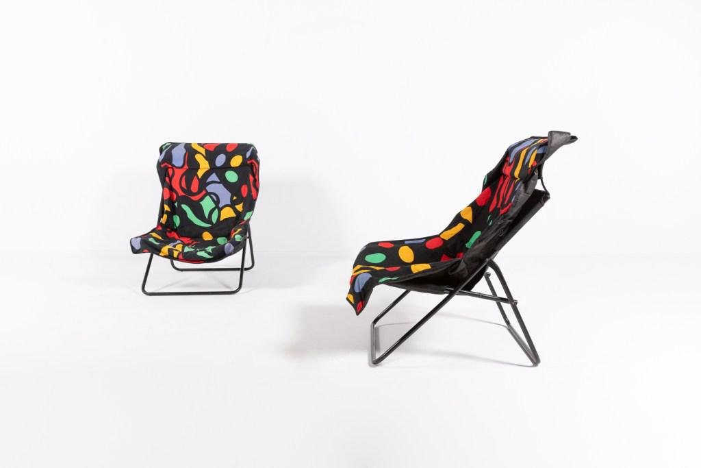 Foldable Pop Art Lounge Chairs, 1990s, Set of 2