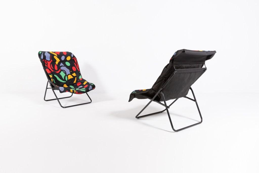 Foldable Pop Art Lounge Chairs, 1990s, Set of 2