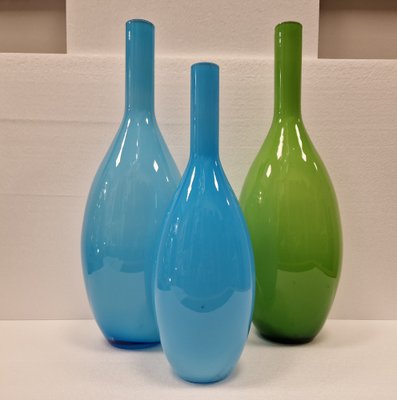 Folding and Blown Glass Vases, Italy, 1950s, Set of 3-NUC-1782154