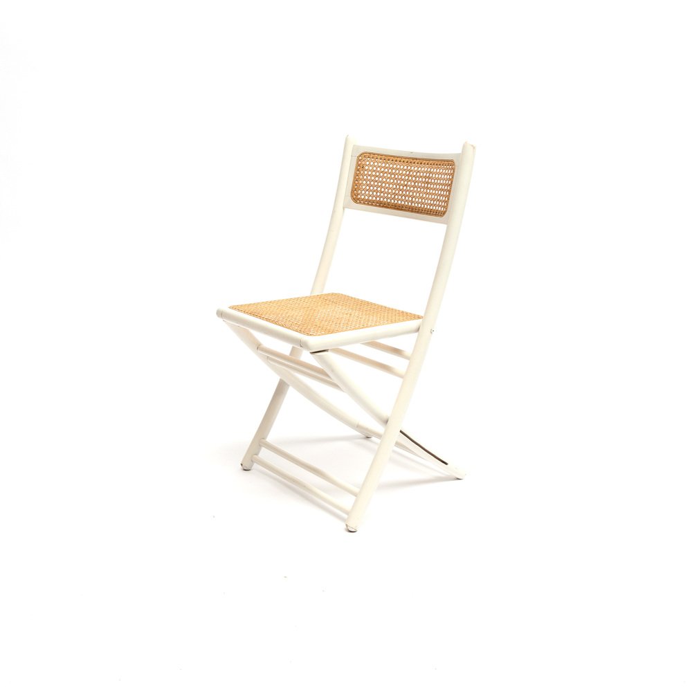 Folding Chair in White Lacquered Wood, 1970s