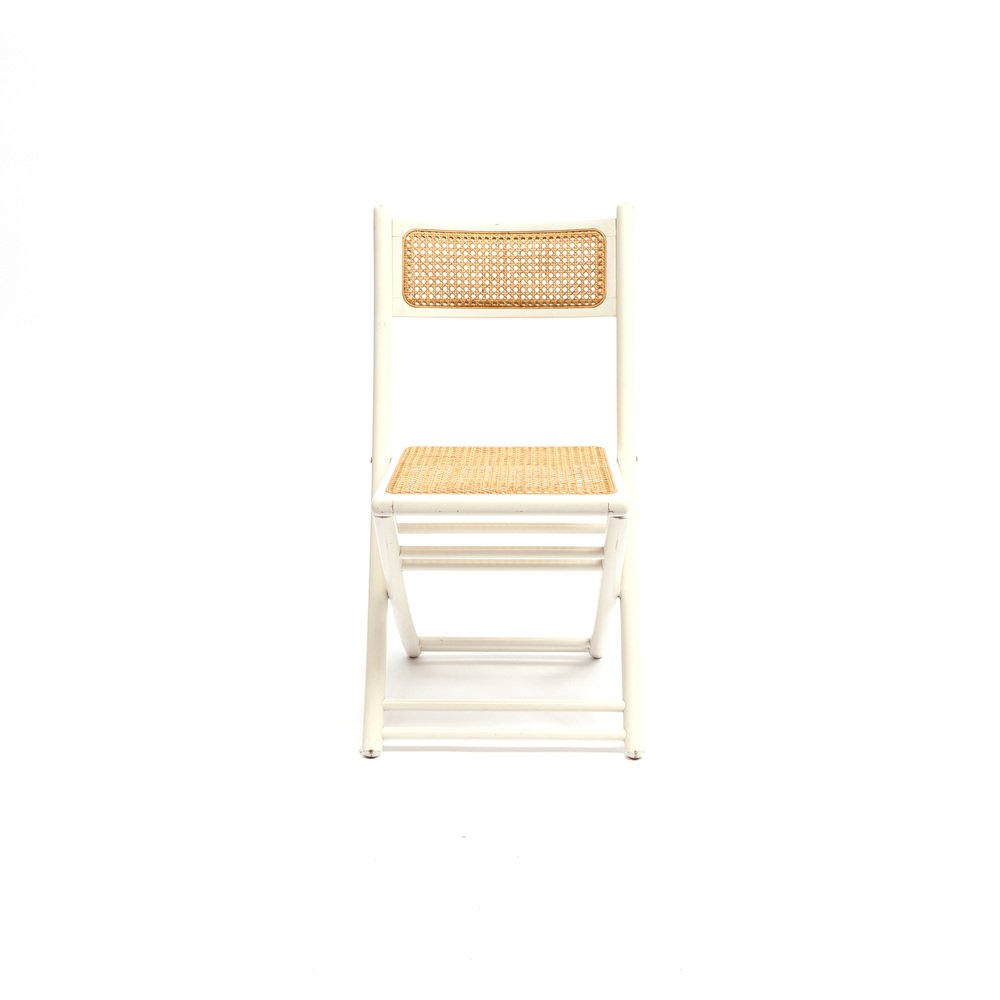 Folding Chair in White Lacquered Wood, 1970s