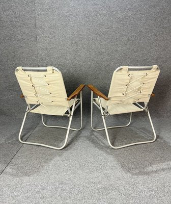 Folding Chairs in Aluminum, Fabric and Wood by Schiavi Padua, Italy, 1970s, Set of 2-ZST-1782446