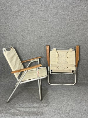 Folding Chairs in Aluminum, Fabric and Wood by Schiavi Padua, Italy, 1970s, Set of 2-ZST-1782446