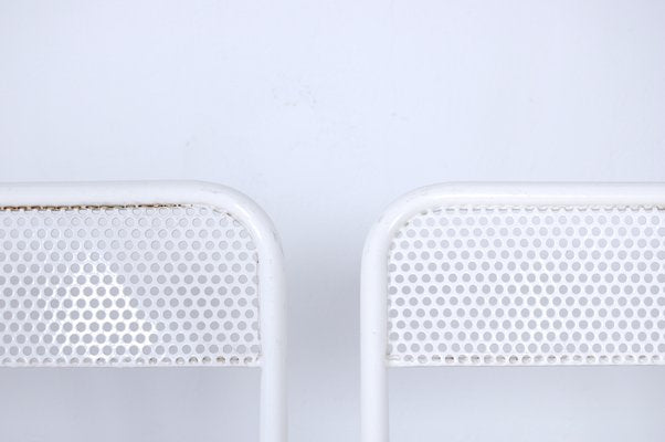 Folding Chairs in White Enamelled Iron,1960 - 70s, Set of 3-XSG-1071135