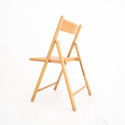 Folding Chairs in Wood and Straw, Italy, 1980s, Set of 4-UPW-1736421